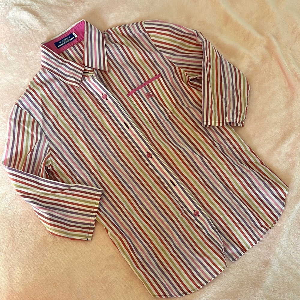 Burberry Red, Purple and Pink Casual‎ Button Down Shirt